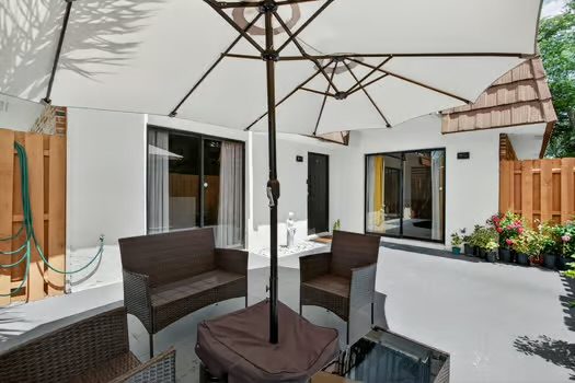 Patio: Private patio with umbrella - FL "Pet Friendly Townhome | 2BR, 2.5-Bath Near Sanibel"