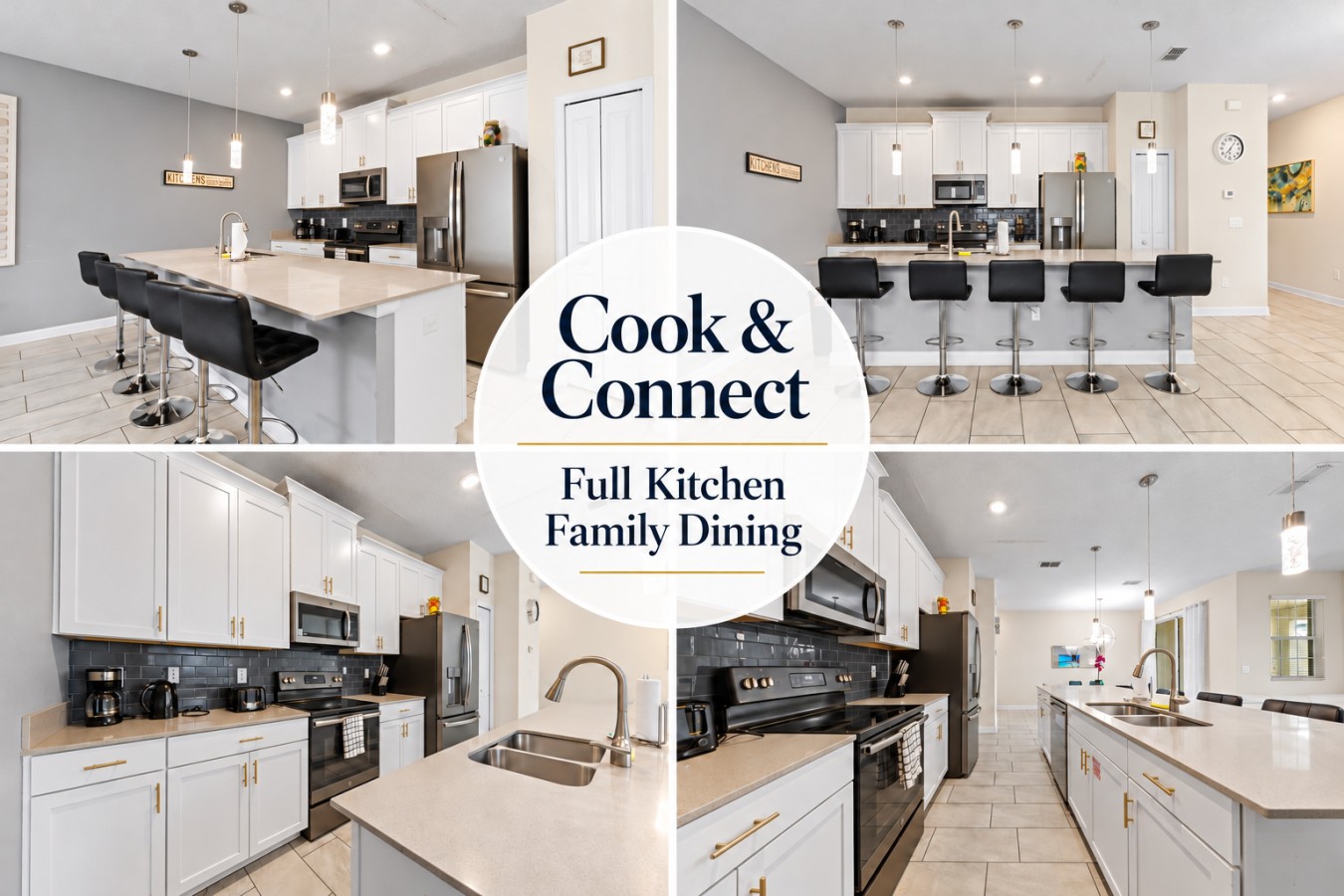 Photo 4: Full kitchen and family dining - FL "Storey Lake Splash Retreat"